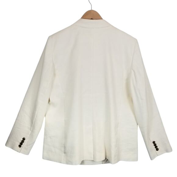 Ann Taylor Women's Ivory Linen Blend Double Breasted Blazer Size 16 - Picture 2 of 5